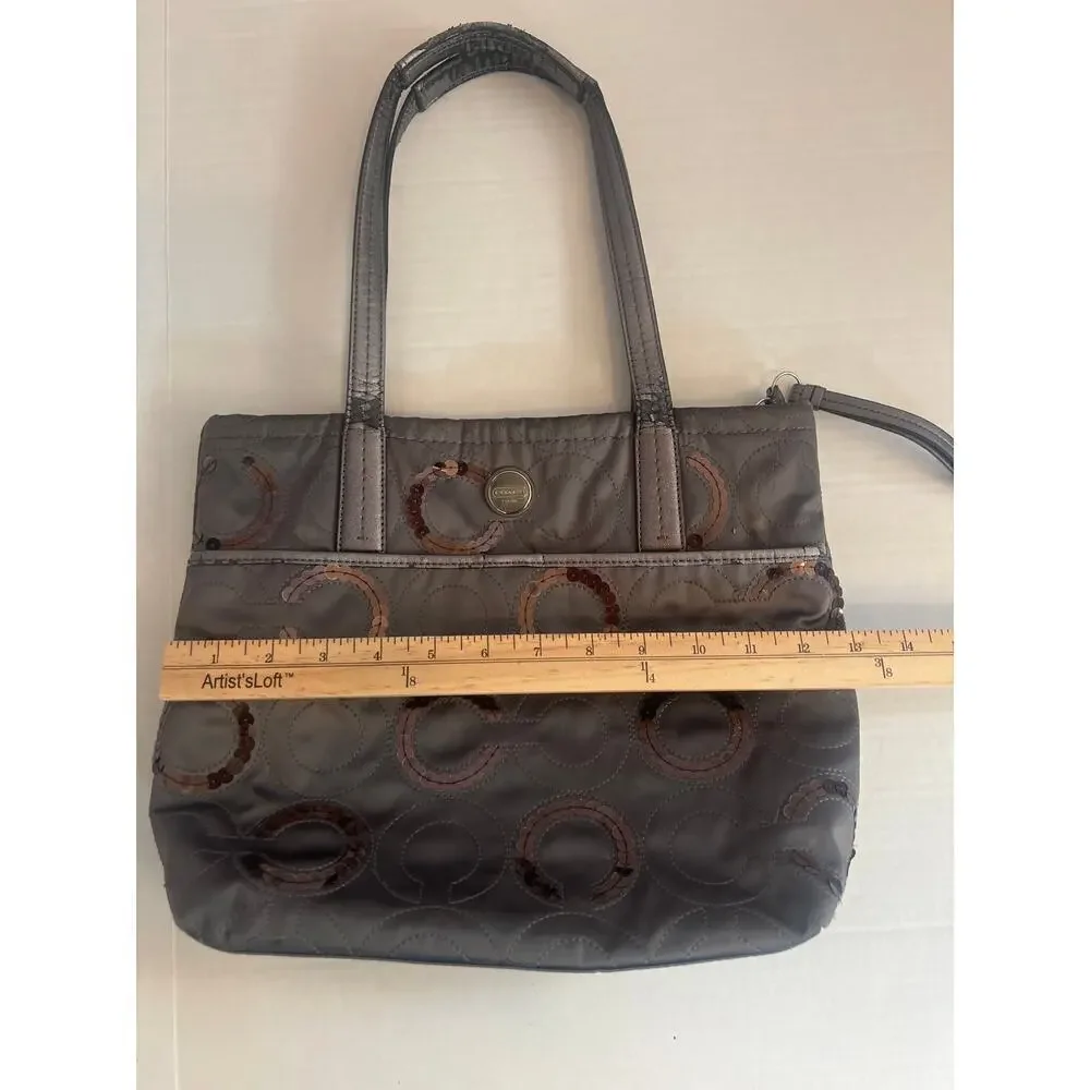 Coach Vintage Laura Circle tote bag in steel gray with sequin embellishments